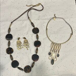 Tortoiseshell Statement Necklace and Gold Choker Set